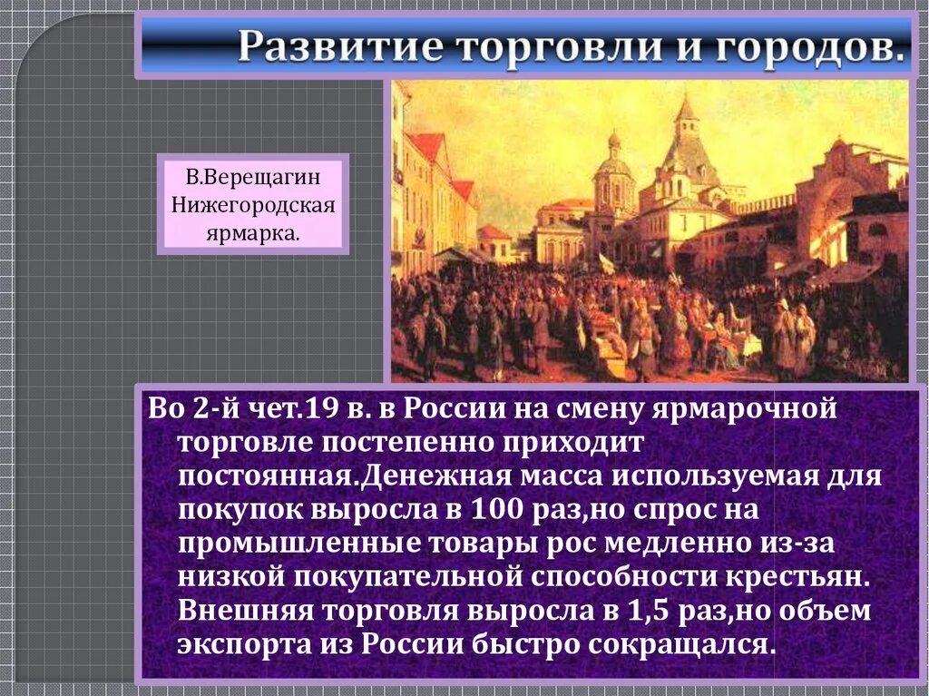 Развитие торговли. Социально экономическое развитие страны во 2 четверти 19 века. История развития торговли. Развитие торговли 19 века. Торговля во второй половине xviii в