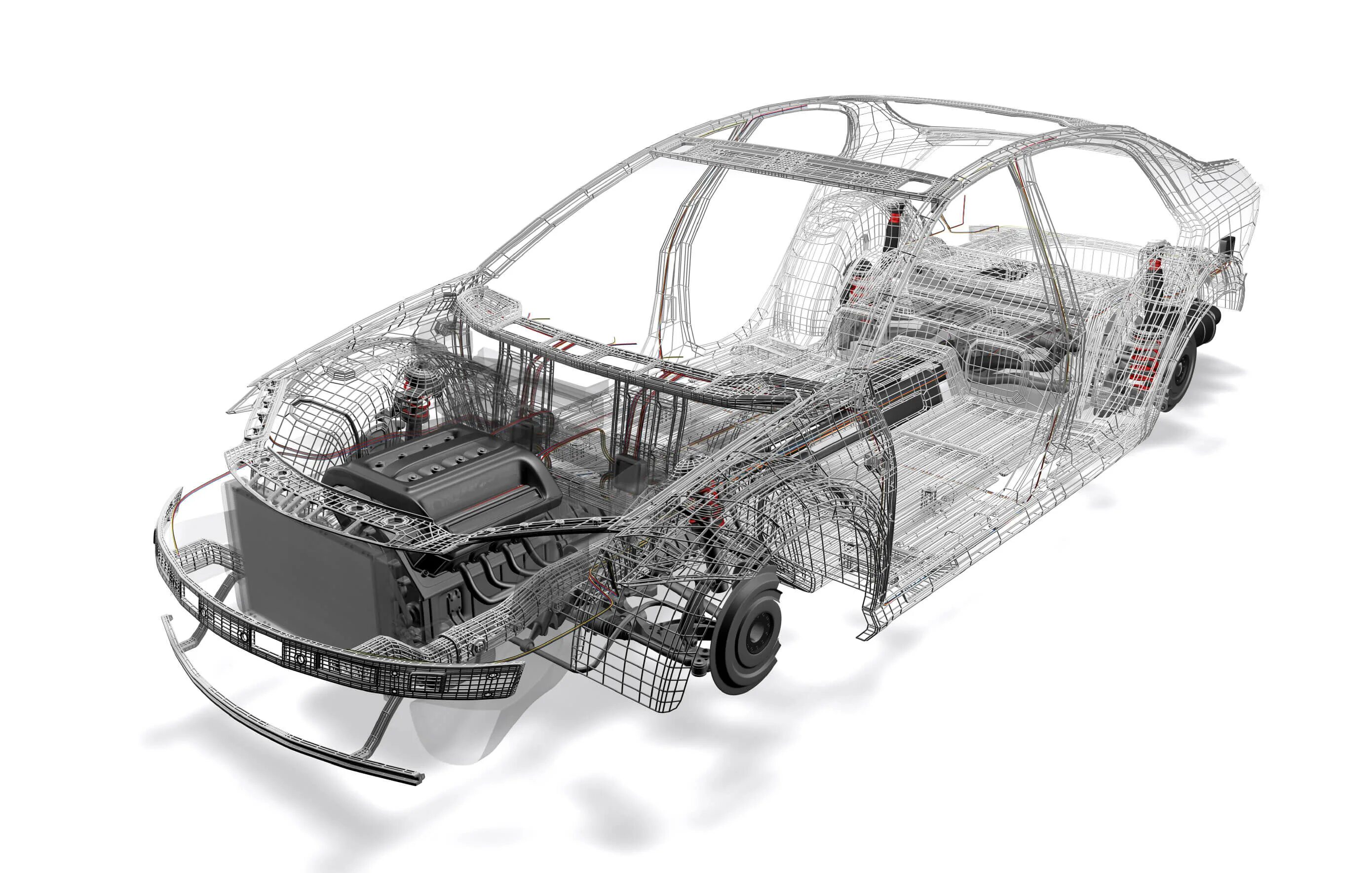 3d модель шасси Ниссан. Моделирование автомобилей. Компьютерное моделирование машины. Проектирование автомобиля.