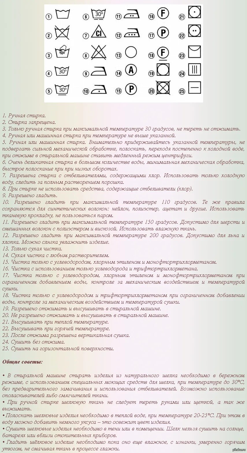 Значение обозначений на одежде