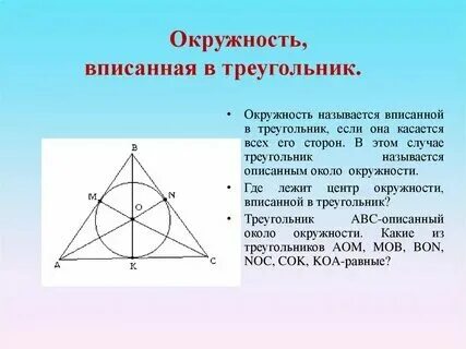Алгоритм построения вписанной окружности. Алгоритм построения вписанной окружности