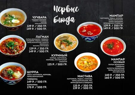 Меню кафе кемерово