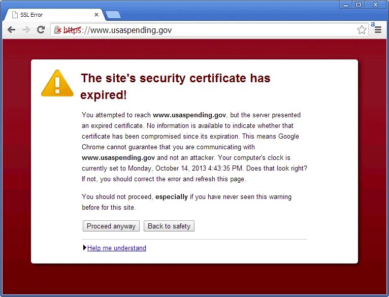 Certificate has expired. SSL Certificate Error. SSL_Error_no_Cypher_overlap. SSL Error occurred. Remote connection Certificate has expired or.