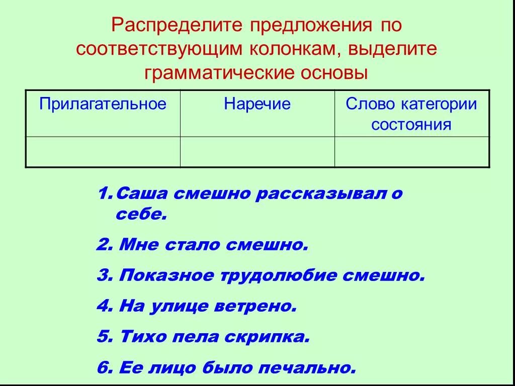 Составить предложение выделить основу