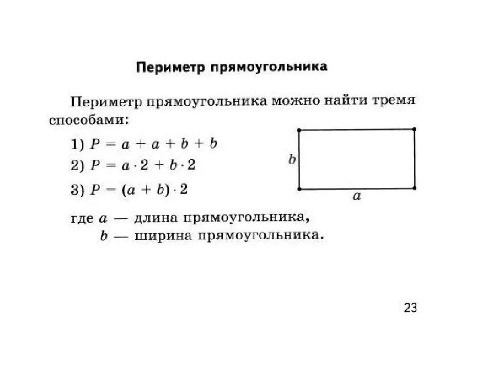 Формула ширины прямоугольника. Формулы нахождения периметра прямоугольника 2 класс. Три способа нахождения периметра 2 класс. Схема нахождения периметра прямоугольника. Как считать периметр прямоугольника.