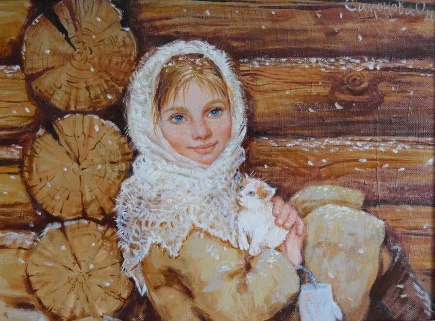 Картина девочка зимой