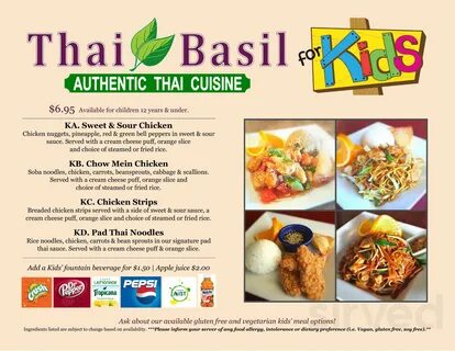 Thai Basil menu in Meridian, Idaho, USA.