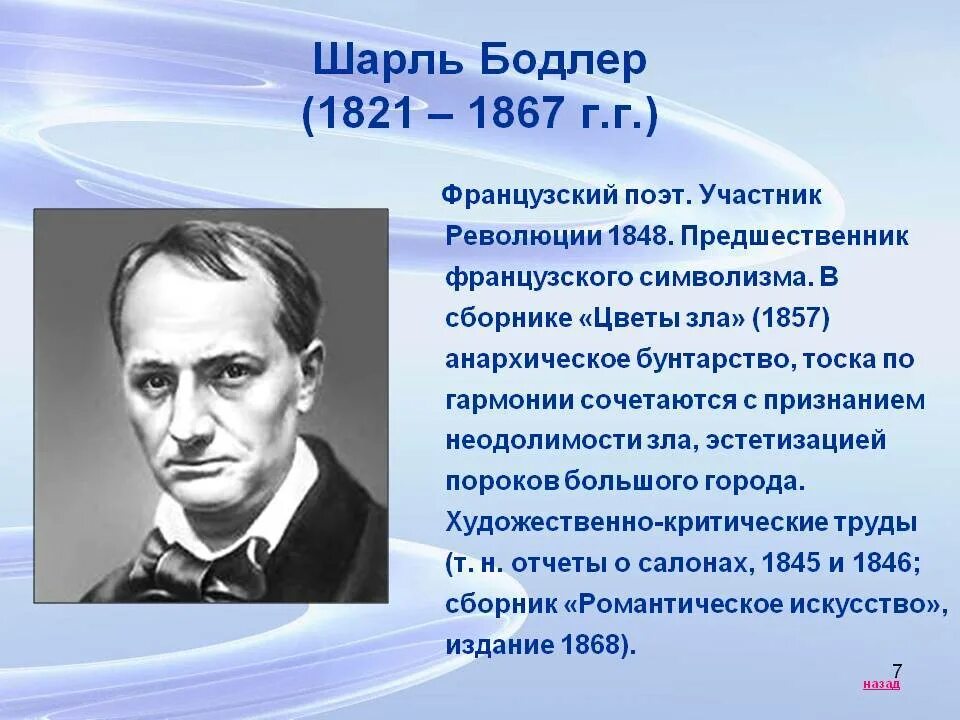 Бодлер биография и творчество. Французский поэт бодлер. ш бодлер биография.
