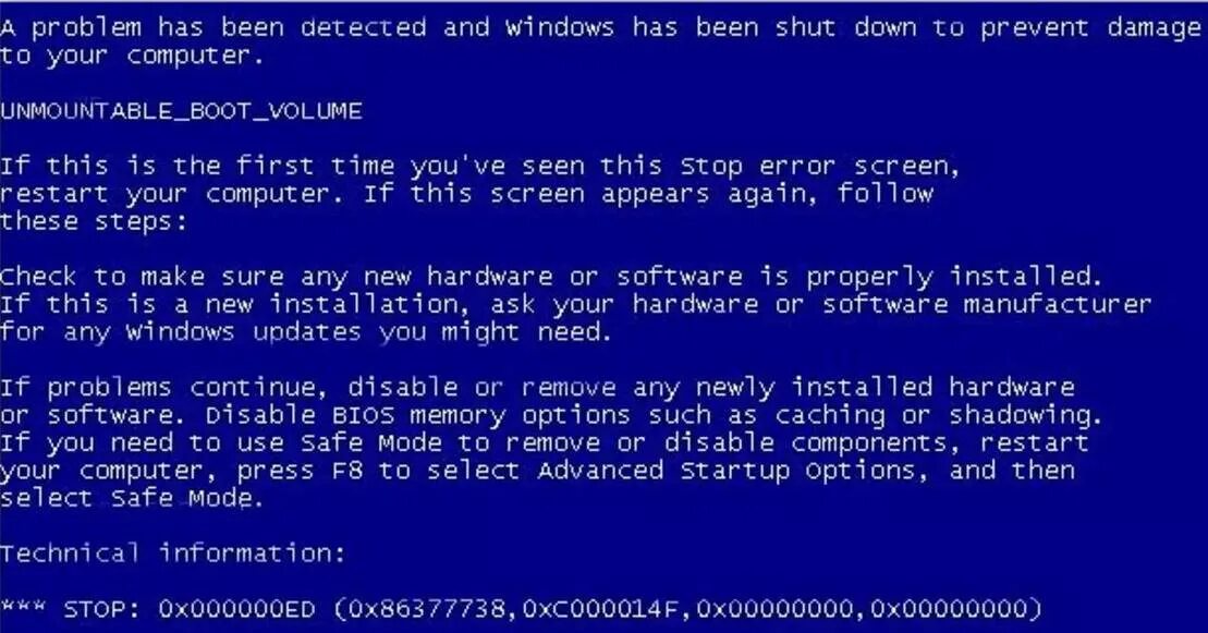 This stop error screen