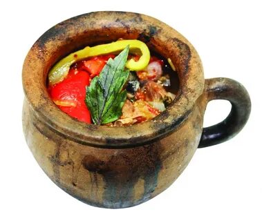 Баклажан с мясом в горшочках