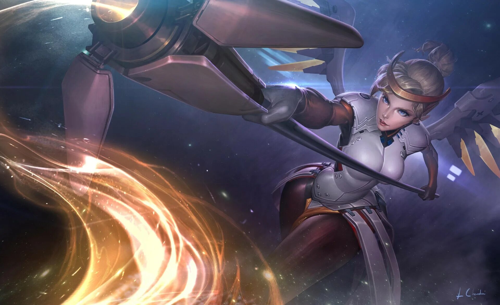 With mercy in broken elevator overwatch. Mercy overwatch 2. overwatch арт. overwatch 2 арты. обои овервотч.