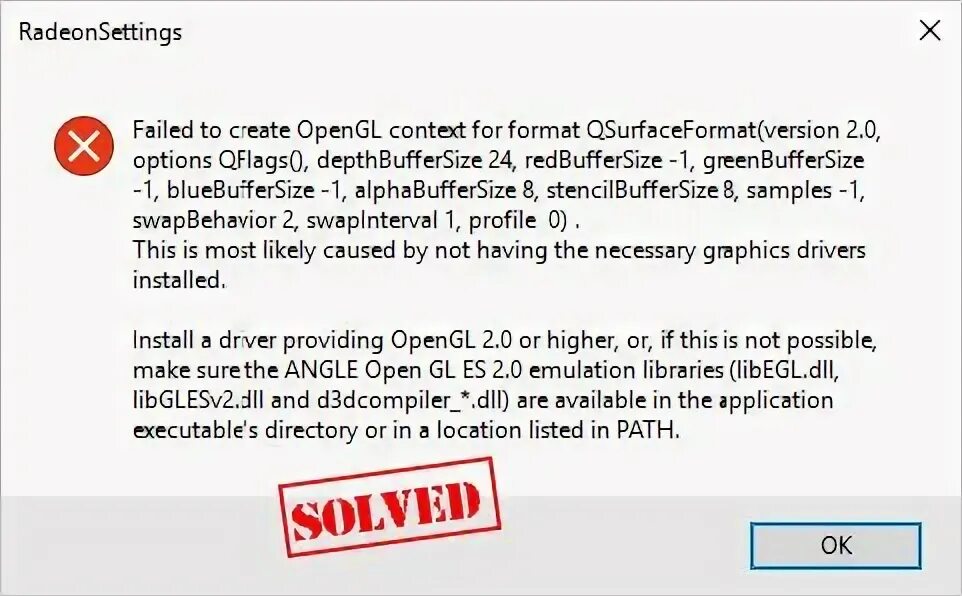Sound openal failed to create context. Failed to create opengl. failed to create opengl context for format qsurfaceformat version 2.0 options qflags что это. qsurfaceformat. radeon software не удалось создать контекст opengl.