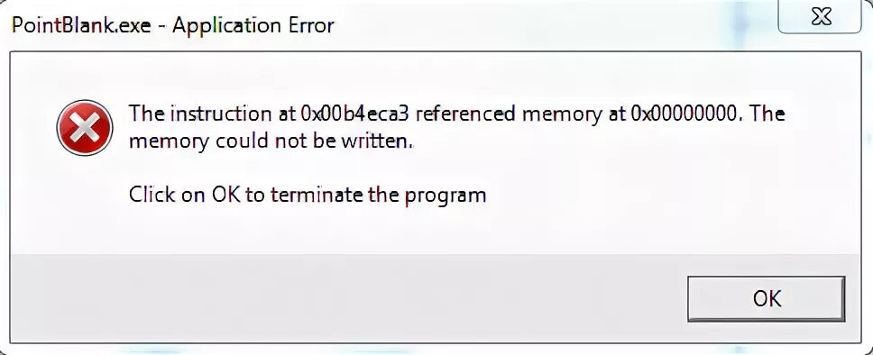 The instruction referenced memory