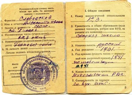 Специальности призыва