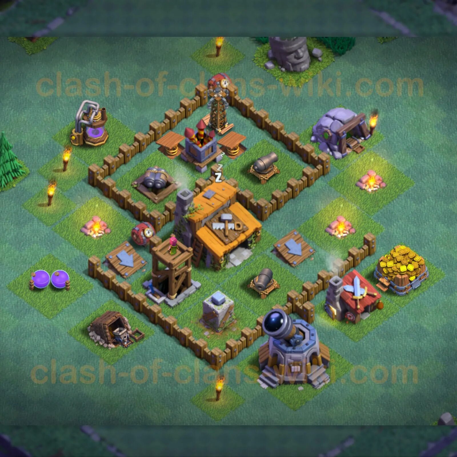 Деревня строителя 1 ТХ расстановка. Clash of Clans деревня строителя 1 ТХ. База Clash of Clans 1 ТХ. Клэш оф кланс 1 ратуша. База уровень 3