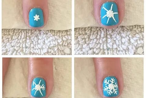 Нарисовать снежинки на ногтях гель лаком пошагово