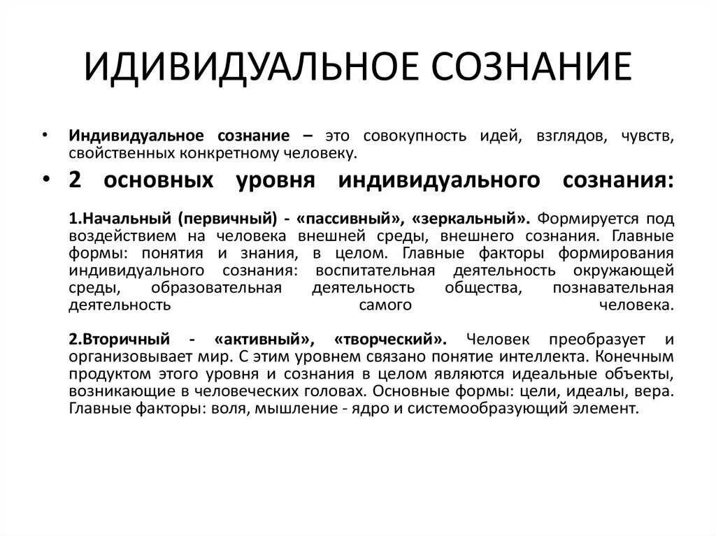 Формы индивидуального сознания