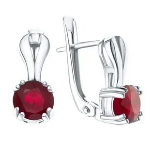 Серьги с натуральным рубином