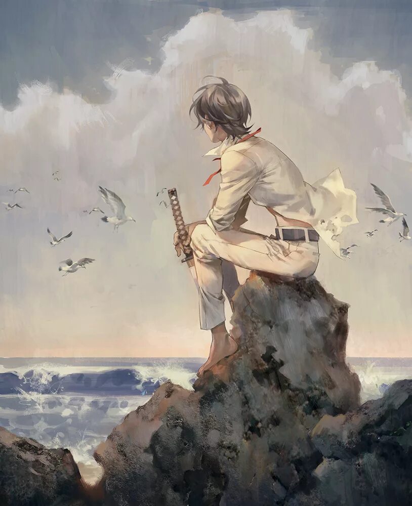 Юноша поэту. Человек на берегу арт. Мужчина на берегу моря арт. Парень сидит на Камне арт. Человек на побережье арт.