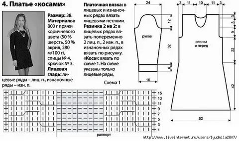Платье свитер спицами схемы