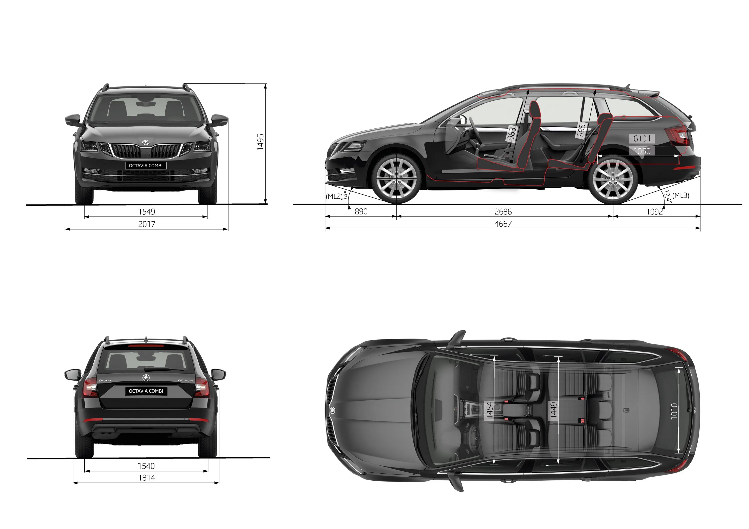 Skoda Octavia a7 колесная база. Шкода универсал размеры