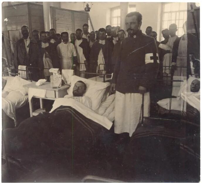 Морг госпиталя. Русские солдаты в госпитале. Медицина в годы первой мировой войны. Боткин в Симферопольском госпитале.