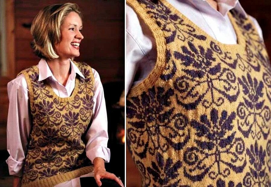 Безрукавки жаккардом. Вязаный жилет с узором аргайл. Жаккардовый жилет спицами. Жаккардовый жилет. Вязаный женский жилет жаккард.