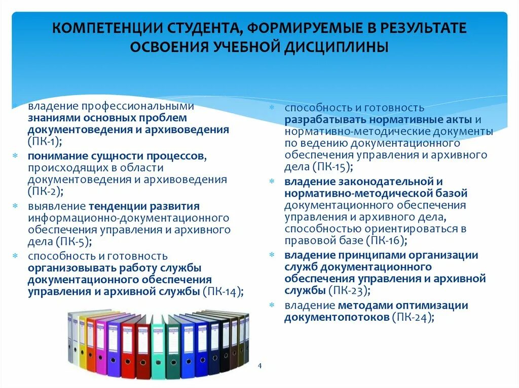 Документационное обеспечение управления. Документационное обеспечение управления и архивоведение. Учебные компетенции студентов. Основные процессы документационного обеспечения управления.