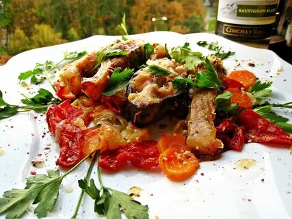 Карп тушеный с овощами