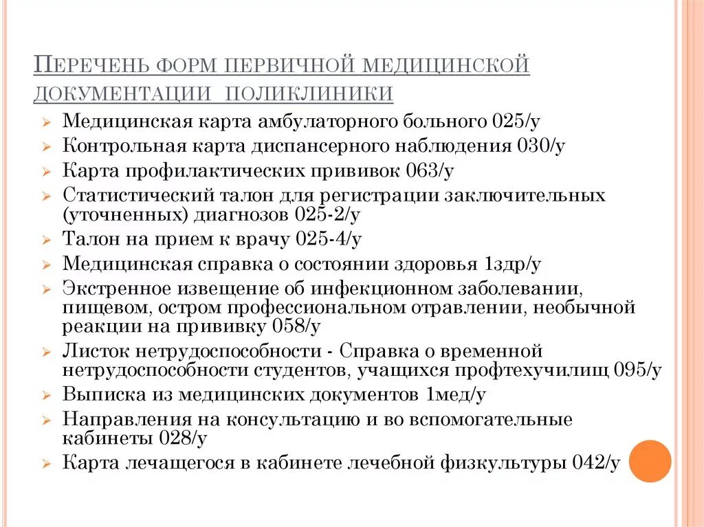 Документы мед организации. Медицинская документация в поликлинике. Формы первичной медицинской документации. Первичная медицинская документация. Формы медицинской документации в поликлинике.