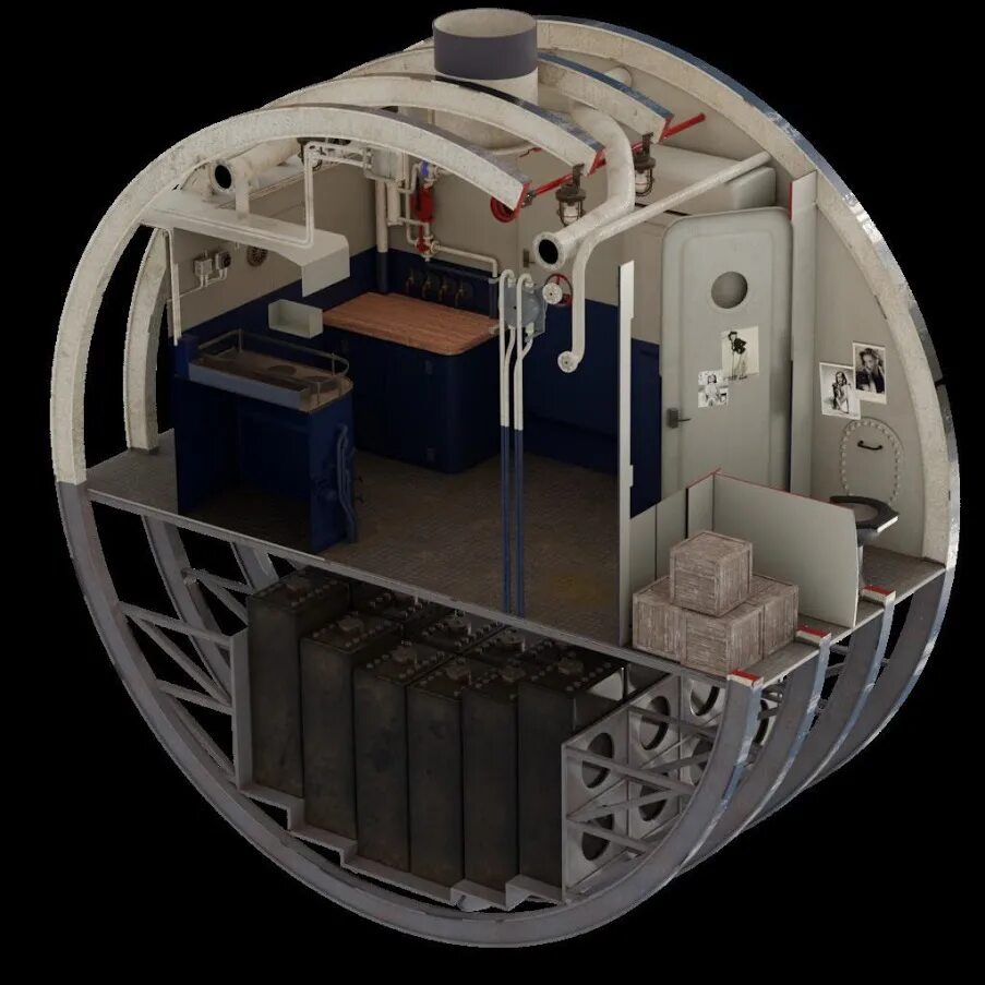 Тип 7 внутри. Uboat гидрофон. u boat type 7 внутри. uboat cutaway. u boat тип 7 в разрезе.