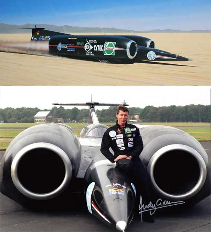 Быстрее лучшие сильнее. Thrust SSC 1997. Болид Thrust SSC. Энди Грин на Thrust SSC. Thrust SSC машина.