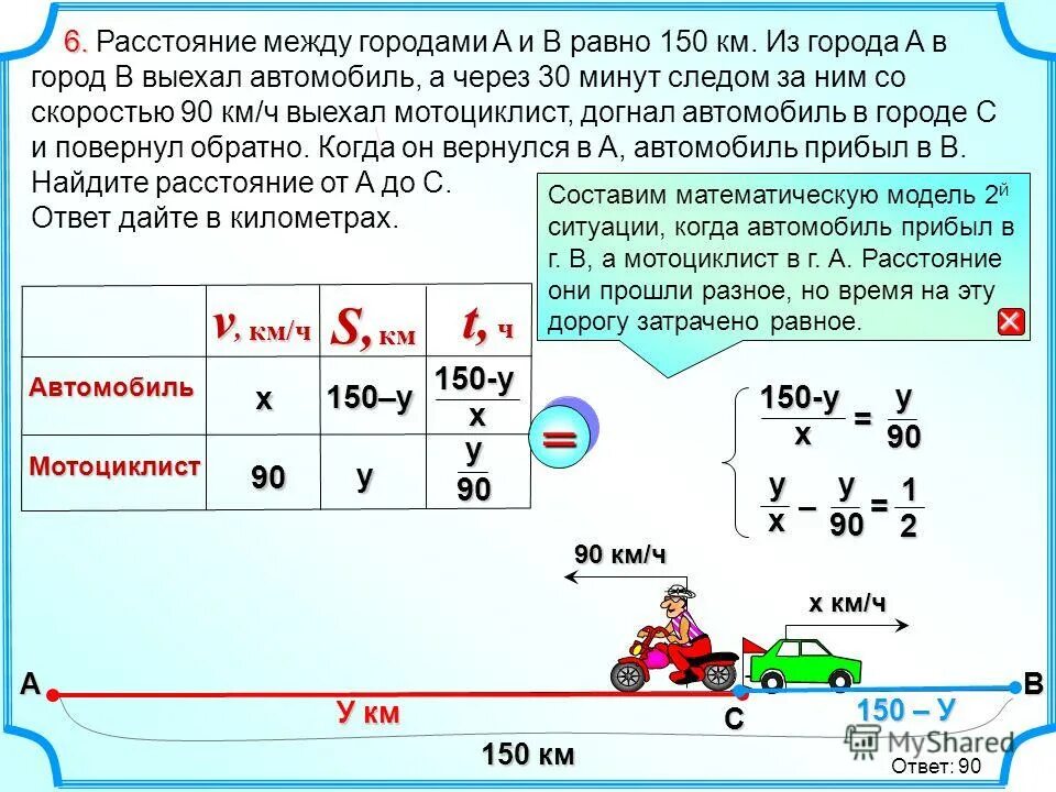 Расстояние между городами равно 325