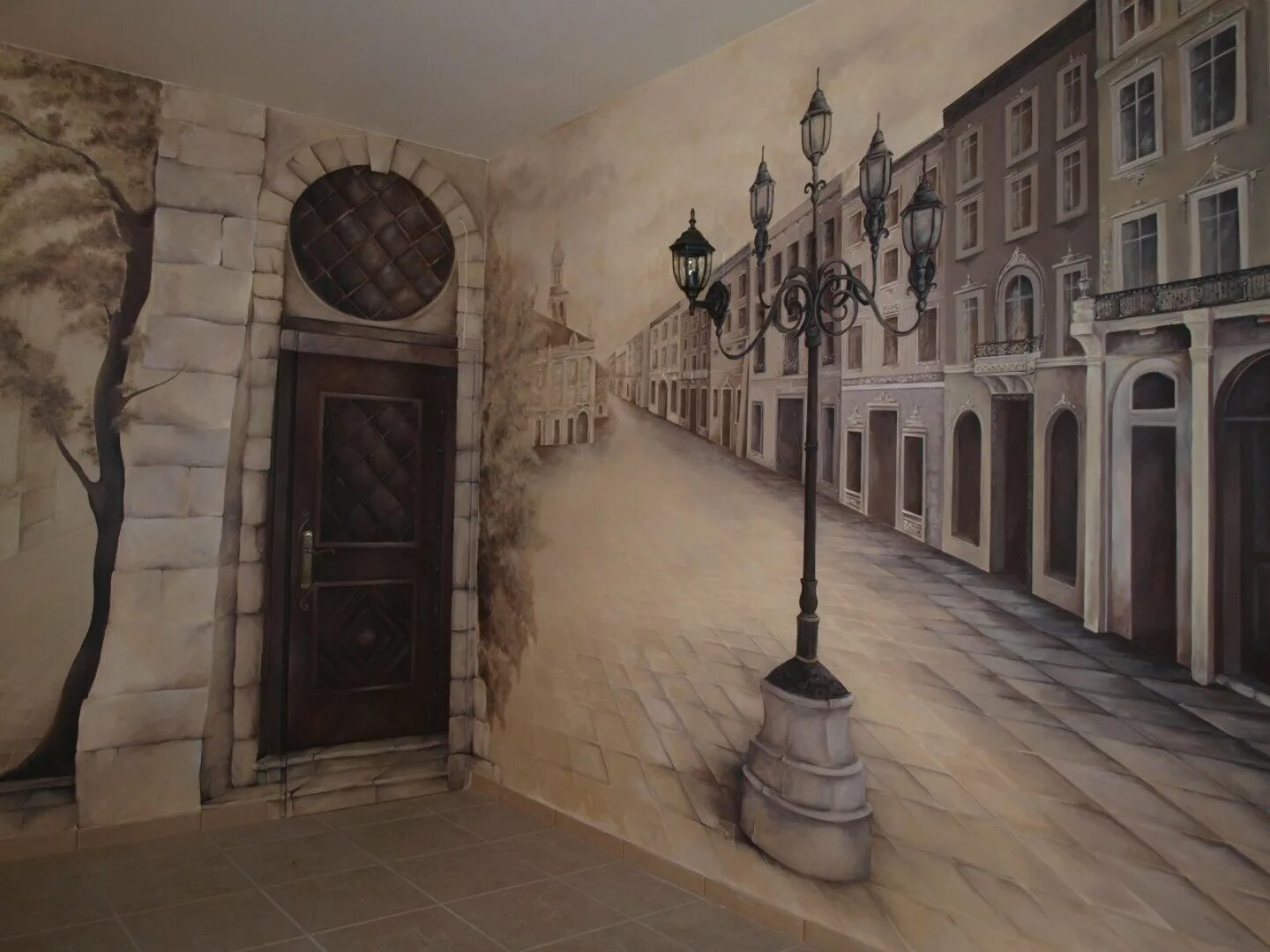 Роспись стен. Роспись стен в интерьере. Роспись стен в коридоре. Художественная роспись стен в квартире. Рисунок на стене улица
