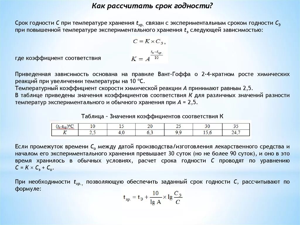 Высчитать срок годности