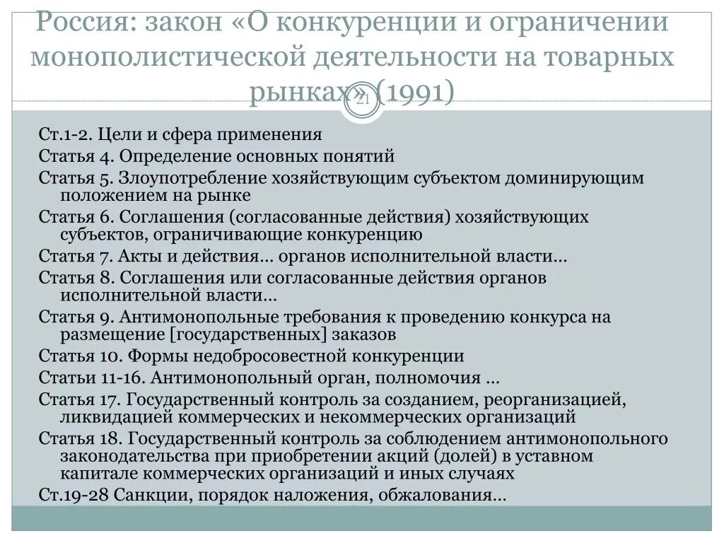 Требования к конкуренции в рф. Законодательство о конкуренции. Статьи антимонопольного законодательства. Требования к конкуренции по законодательству РФ. Законодательство о конкуренции в РФ.