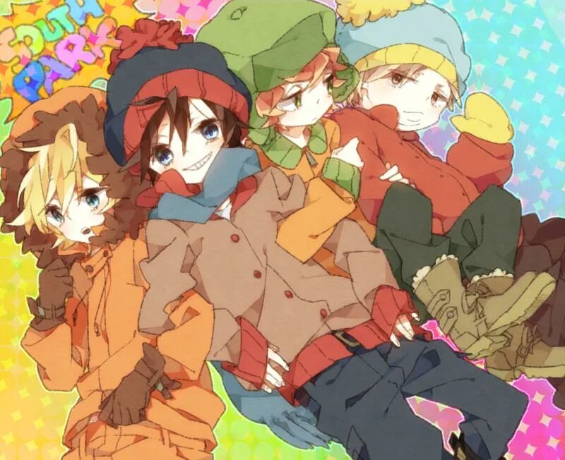 Кенни и стэн арт. Южный парк ожп. Южный парк кенни и кайл. Южный парк кенни кайл эрик. Южный парк аниме картман.