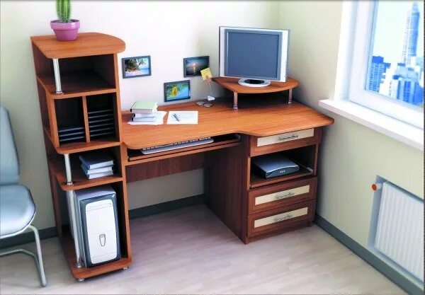 Варианты компьютерных столов для дома space2 Computer Line 285 Corner Desk in Walnut and Black from Space2 Home office