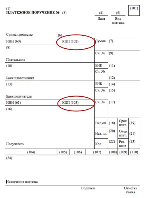 Поля в п п образец. Поле 102 в платежном поручении. кпп номер поля в платежном поручении. кпп 102 в платежном поручении. платежное поручение строки расшифровка.