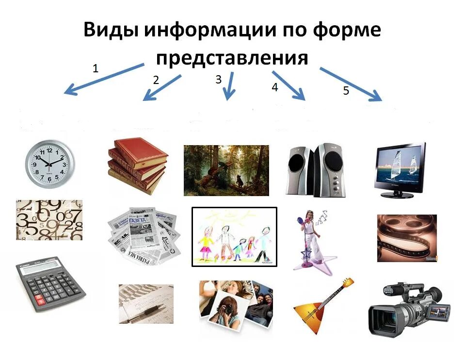Выберите виды информации по форме представления