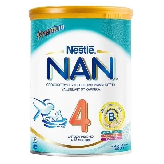 Смесь nan (Nestlé) 4 Optipro (с 18 месяцев) 400 г. Nan 4 Optipro 400 г. Смесь молочная nan 4 Optipro с 18 месяцев, 400г. Nan для ребенка с 4 месяцев.