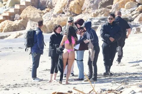 Kim Kardashian Flaunts Famous Curves in Skims Bikini Shoot in Malibu. 