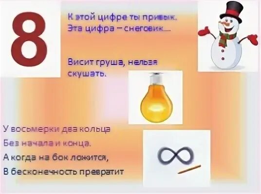 Цифра 8 в правах. Цифра 8 снеговик. загадка про цифру 8 и снеговика.