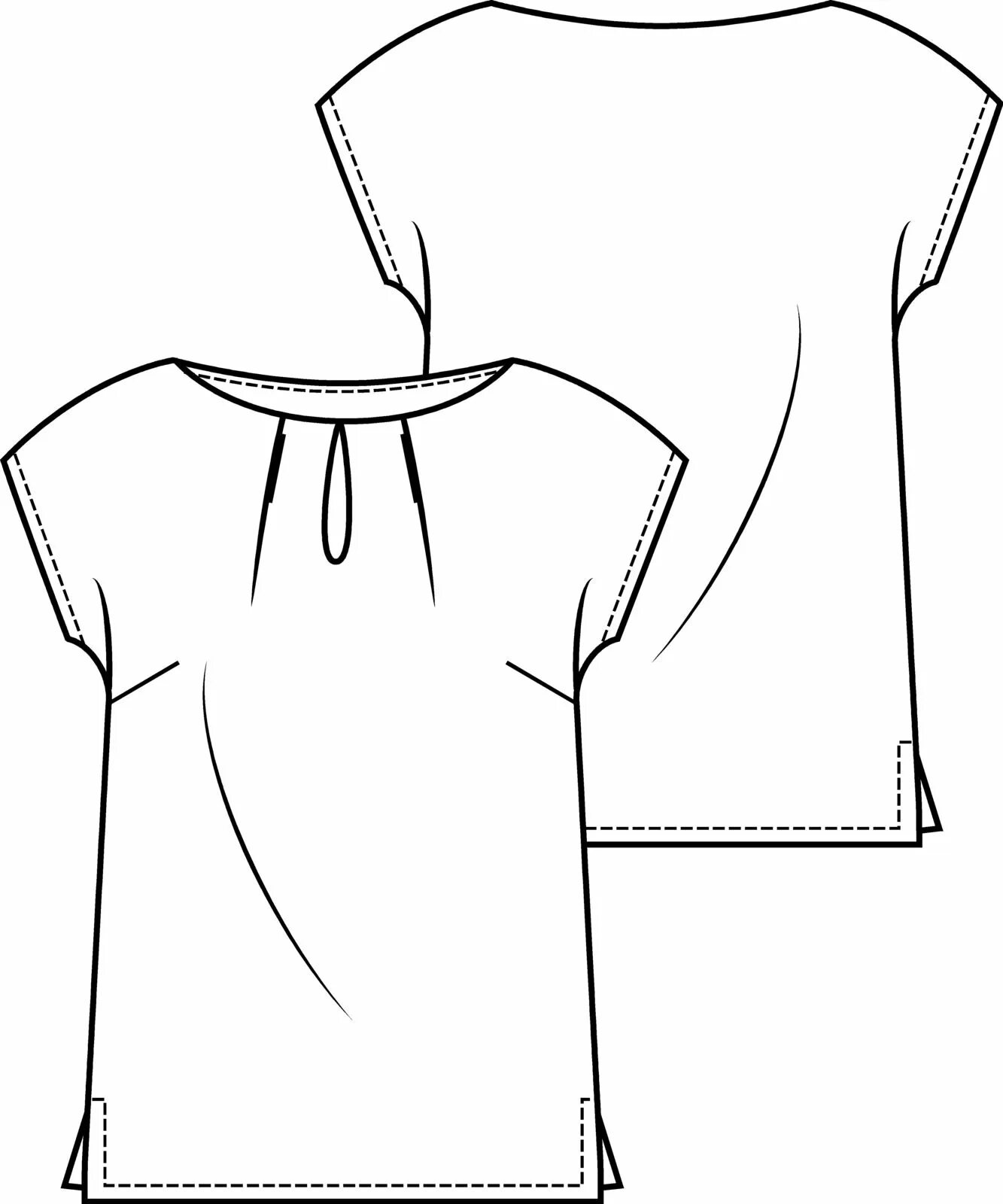 Силуэт блузок. Блузка-футболка с цельнокроеным рукавом. Эскиз туники. Лекало блузки с цельнокроеным рукавом. Туника с цельнокроеным рукавом.