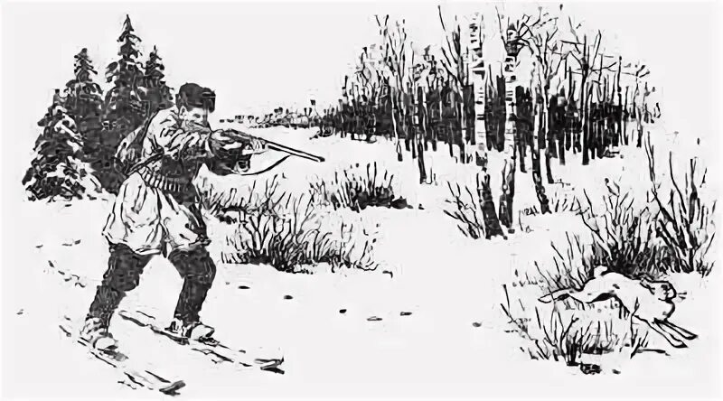 Рисунок охотник и зайцы