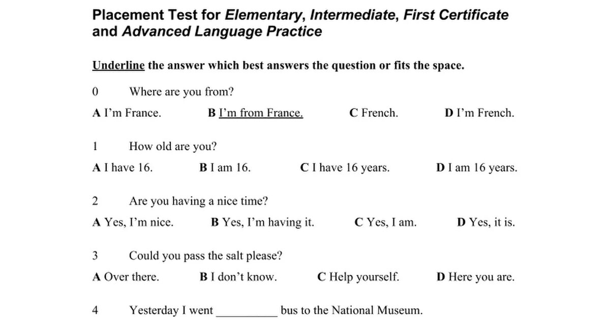 Placement Test Elementary. Тест на уровень английского языка. Placement Test for Elementary. Тест на уровень английского с ответами. English test with answer