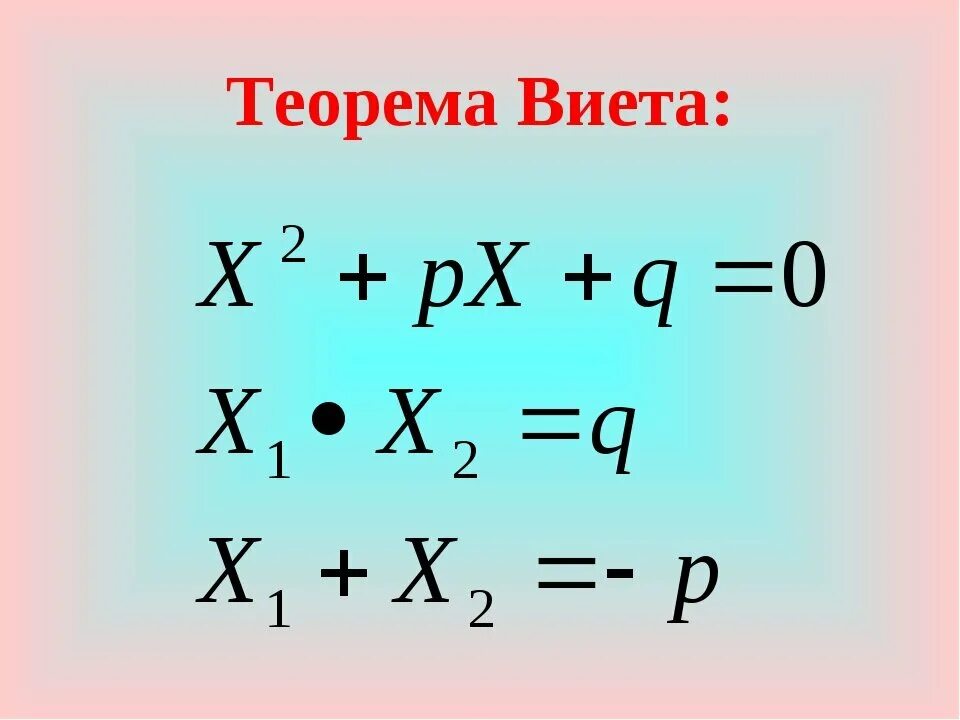 Формулы Виета. Теорема Виета. Ткромема Викта. Уравнения на теорему Виета.