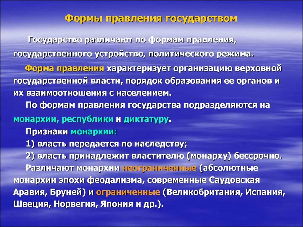 Правитель государства получивший власть по наследству. Формы правления. Формы правления государства. Форма государства лекция. Государство подразделяется на.