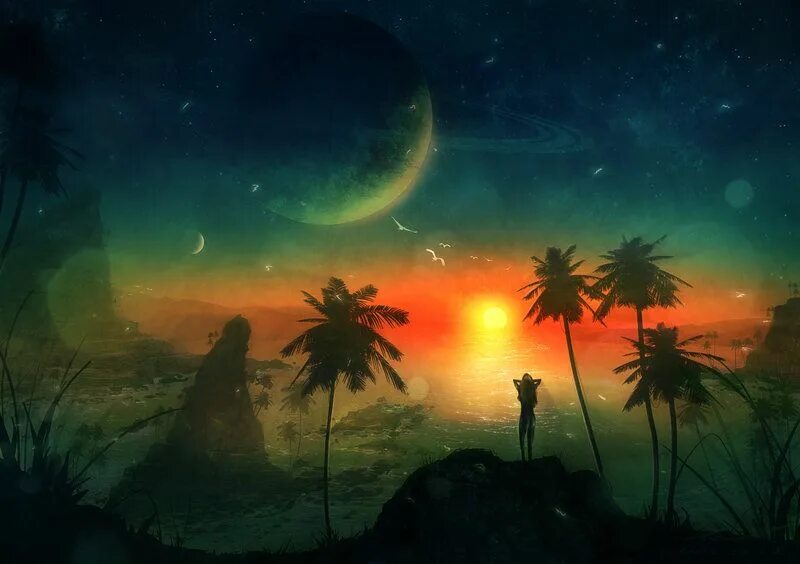 Космический пейзаж. Космический пляж. Пляж и космос арт. Звездное небо космос. Космический пляж.