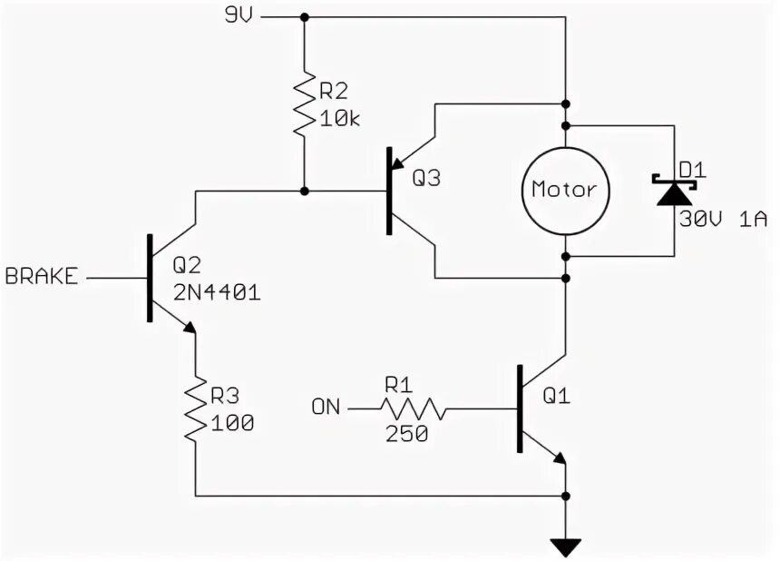Motor circuit. Dc motor driver with transistor. транзистор для детских электромобилей. grande motor circuit. braking of the electric motors.