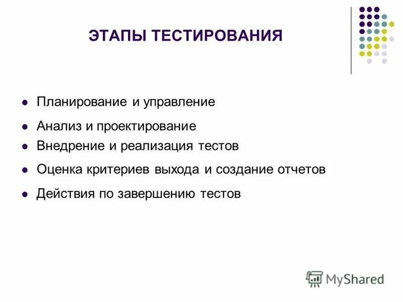 Этапы тест анализа